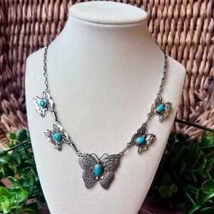 925 Sterling Silver Turquoise Butterfly Necklace